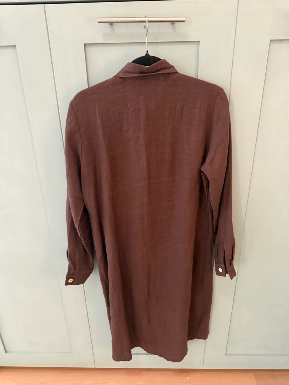 notPERFECTLINEN Ottowa Brown Button-Front Linen Shirt Dress with Tie Waist- EUC - Picture 5 of 6